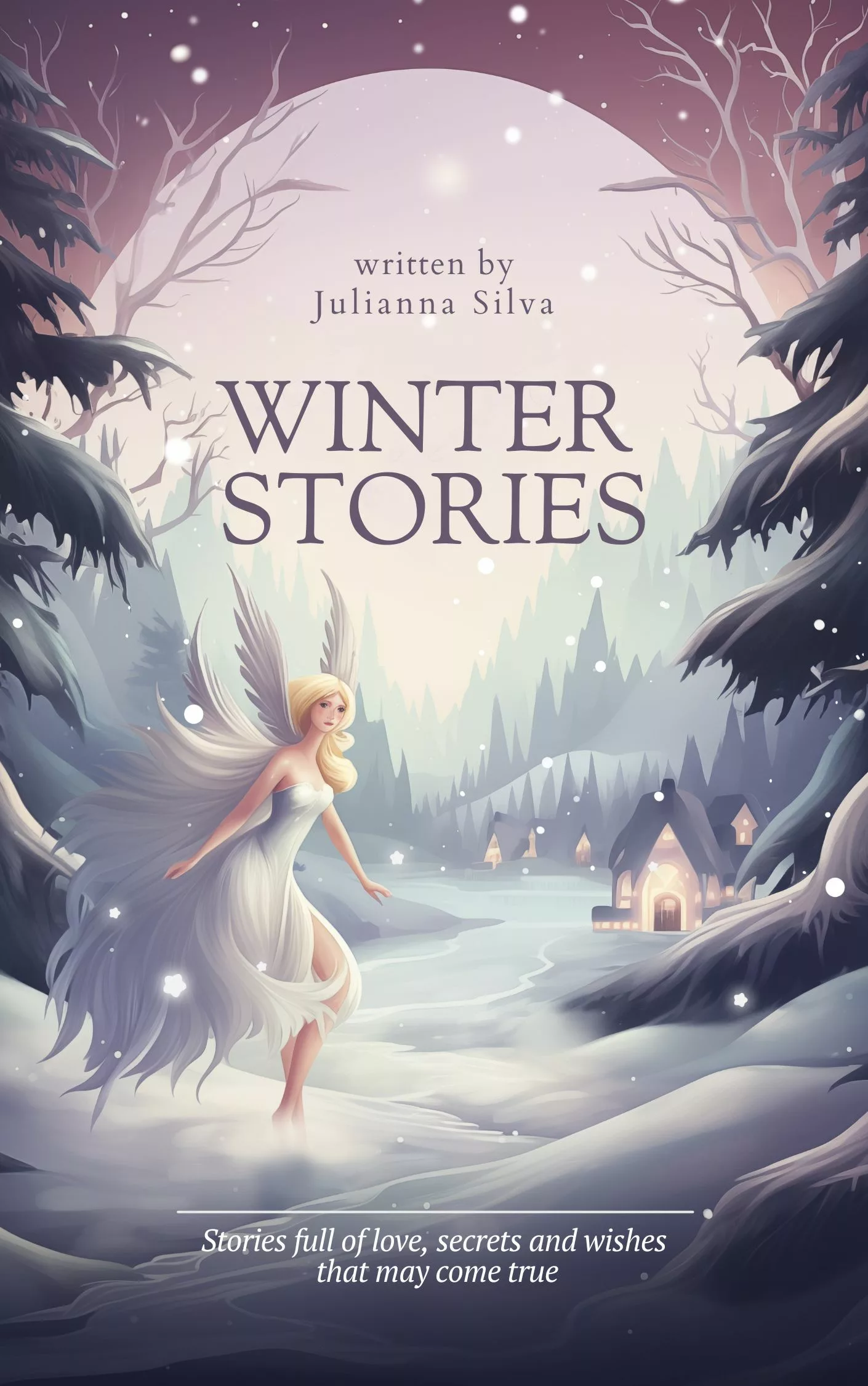 Purple Cute Cartoon Fairy Winter Stories Book Cover